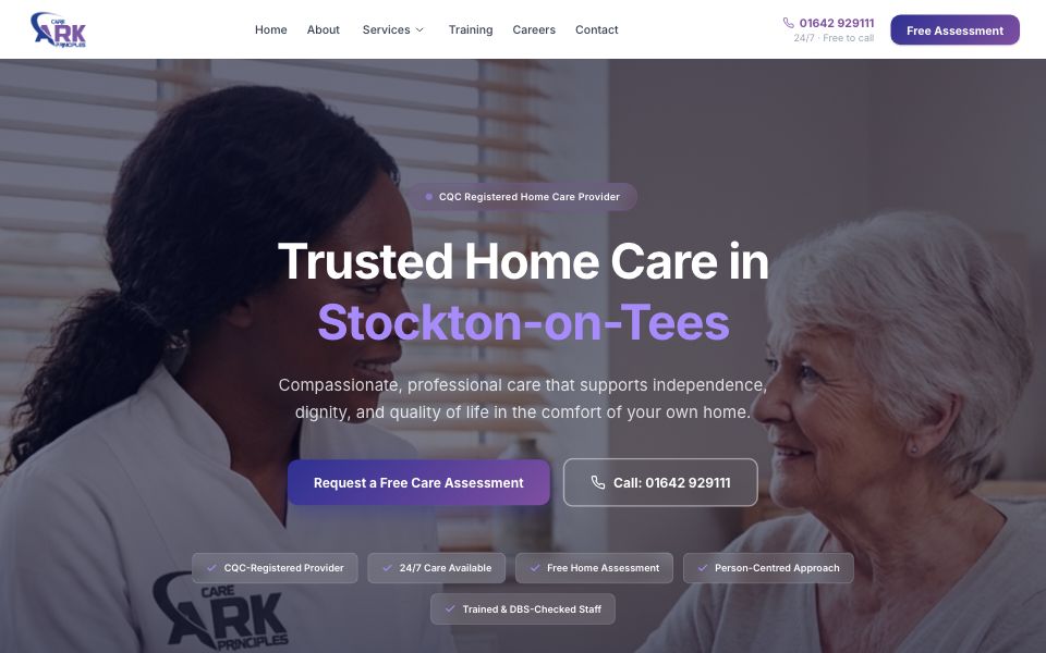 Ark Care Principles - website screenshot