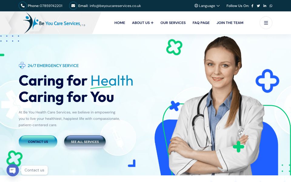 BeYou Care Services - website screenshot